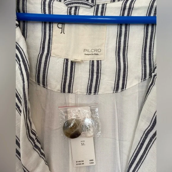 Pilcro Dolman-Sleeve Striped Gray and White Blazer NWT - Picture 4 of 10